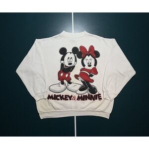 Vintage 90s Mickey Minnie Mouse Crewneck Sweatshirt Disney World Unlimited XL‎